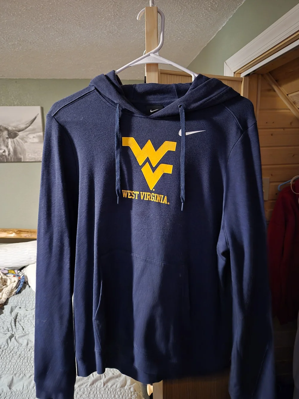 Nike Navy and Yellow West Virginia Crewneck Hoodie